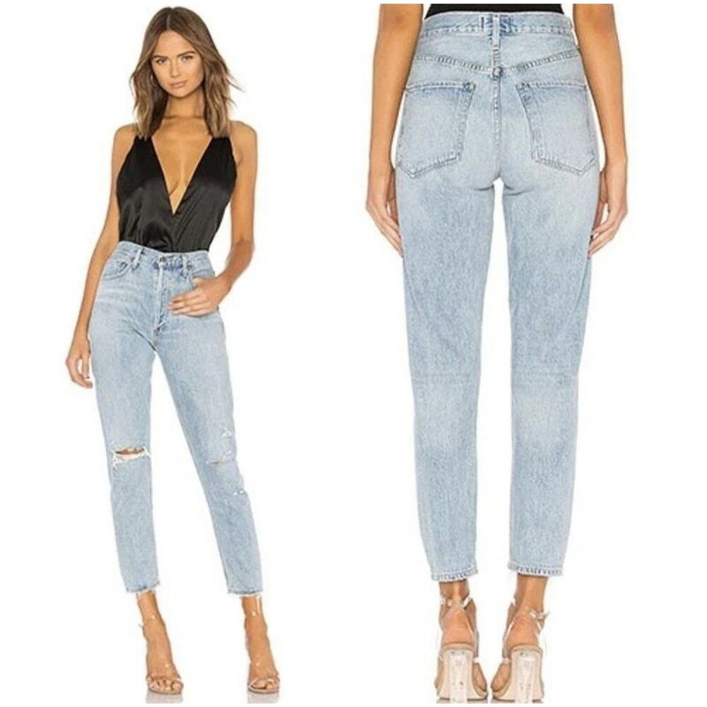 AGOLDE Jamie High Rise Classic Jeans Size 30 Button Fly Distressed cropped